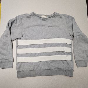 MAISON KITSUNE Ribbon Striped Gray Pullover Sweatshirt Women's Medium